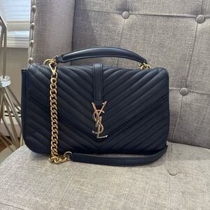 YSL College Bag in Navy Blue